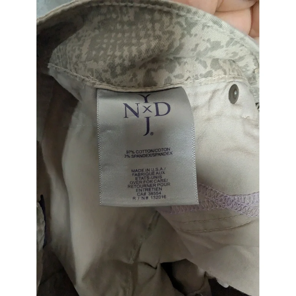 NYDJ Pants Womens 12 Beige Snakeskin Print Skinny Lift Tuck Stretch Made in USA - Picture 5 of 12